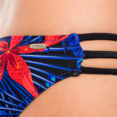 J.Press női oldalt vékony pántos bikini alsó - 42 - kék-piros trópusi virágos - WSBWBI01B
