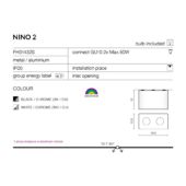 Azzardo Nino 2 izzós mennyezeti lámpa - fehér/alumínium