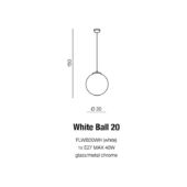 Azzardo White Ball függeszték - 20 cm