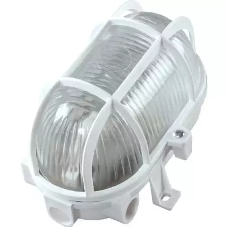 HAJÓLÁMPA 100W E27 IP44 Műanyag rácsos ovális lámpa - fehér