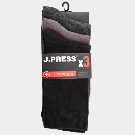 J.Press férfi bokazokni 3 páras csomagban - 45-46 - fekete-sötétszürke-sötétmelírszürke - MP3D042 (öltönyhöz is)